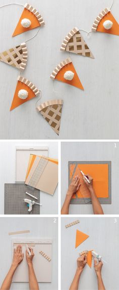 the steps to make an origami bird with construction paper and glue on it