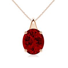 Lab-Grown Oval Ruby Solitaire Pendant Ruby Pendant, Solitaire Pendant, Lab Grown, Ruby, Lab, Rose Gold, Pendant, Gold