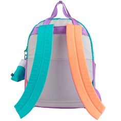 Back To School Color Block Standard Backpack, Sporty Multicolor Student Backpack, Multicolor Nylon Backpack For On-the-go, Sporty Multicolor Backpack For Back To School, Travel Backpack With Color Block, Sporty Multicolor Nylon Backpack, Open Zip, Suitcase Handle, Block Style