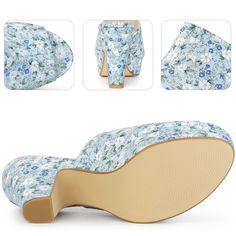 Looking for the perfect pair of summer sandals that will keep you both stylish and comfortable? Look no further than these must-have platform heel slides! Featuring an open-toe design, chunky block heels, and a beautiful floral cut-out design, these slip-on shoes are perfect for any summer activity. They are also lightly padded for added comfort, ensuring that your feet stay happy all day long. These classic shoes are versatile and can be worn with anything from jeans to dresses, making them a s Summer Platform Slippers With Block Heel, Blue Round Toe Platform Slippers For Spring, Summer Platform Slippers With Stacked High Heel, Summer High-heel Platform Slippers With Stacked Heel, Open Toe Platform Block Heels For Beach, Blue Synthetic Platform Slippers For Summer, Summer Platform Slippers With Stacked Heel, Summer Open Heel Platform Slippers With Stacked Heel, Summer Platform Slippers With Stacked Open Heel