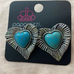 New Heart Shaped Earrings Stud Earrings Nickel-free Blue Heart Earrings, Blue Nickel-free Heart Earrings, Turquoise Heart Earrings, Dazzling Earrings, Jewelry Turquoise, Heart Hoop Earrings, Boho Style Jewelry, New Heart, Rose Gold Heart