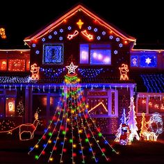 a house covered in christmas lights and decorations