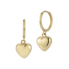 Complement your look with these LUMINOR GOLD 14k Gold Heart Charm Huggie Hoop Earrings. Click on this JEWELRY & WATCHES GUIDE to learn about fit, styles, materials and more! Complement your look with these LUMINOR GOLD 14k Gold Heart Charm Huggie Hoop Earrings. Click on this JEWELRY & WATCHES GUIDE to learn about fit, styles, materials and more! FEATURES Length: 0.85 in. Backings: click-it Nickel free Metal: 14k gold Plating: 14k gold Finish: polished Packaging: velvety pouch Imported Size: One Small Hoop Yellow Gold Earrings For Valentine's Day, Valentine's Day Yellow Gold Hoop Earrings, 14k Gold Hoop Earrings With Heart Charm, Gold Heart-shaped Hoop Earrings Fine Jewelry, Yellow Gold Small Hoop Huggie Earrings For Valentine's Day, Heart-shaped Yellow Gold Huggie Earrings For Anniversary, Heart-shaped Yellow Gold Hoop Earrings Fine Jewelry, Yellow Gold Heart Huggie Earrings For Anniversary, Yellow Gold Dangle Hoop Earrings With Heart Charm