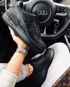 Pure Black Custom Air Force 1s Shadow-shecustomize Cheap Air Force 1, Air Force 1 Outfit, Tenis Nike Air, Boty Nike, Nike Air Force 1 Shadow, New Nike Air Force, Air Force 1 Shadow, Nike Airforce 1, Basket Noir