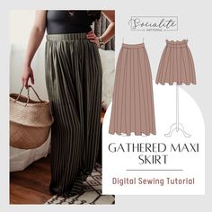 the gathered midi skirt sewing pattern is shown