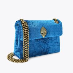 Designer Shoes & Accessories For Men & Women | Kurt Geiger Holiday Handbag, Xoxo Jewelry, Blue Exterior, My Style Bags, Teal Velvet, Girly Bags, Cross Body Purse, Embossed Design, Girly Accessories