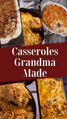 A collage of vintage casseroles. Casaroles Recipes, Frozen Casserole Recipes, Creamy Tuna Noodle Casserole, Crazy Good Casserole, Christmas Casserole, Pan Fried Pork Chops