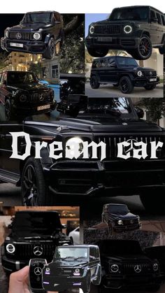 a collage of different cars and trucks with the words dream car on them