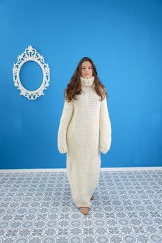 "Make a definite statement with your style with our wool turtleneck sweater dress. Crafted from high quality wool , that's comfortable and elegant at the same time, this design has a distinctive and stylish appeal. DETAILS - Made from Higth Premiunm 3 kg 4 strands wool premium yarn -100 % handmade knit ,our own production - Hoddie and turtleneck dress - The model is 170 cm tall (regular S) - The sweater on picture is size XL-2XL - As mostly all models in our shop the sweater is loose fit - Color Knitted High Neck Sweater Dress For Fall, Cream Long Sweater Dress For Fall, Winter Beige Turtleneck Dress, Beige Turtleneck Winter Dress, Beige Turtleneck Dress For Winter, Fall Beige High Neck Dress, Beige High-neck Dress For Fall, Beige High Neck Dress For Fall, High Neck Beige Dress For Fall