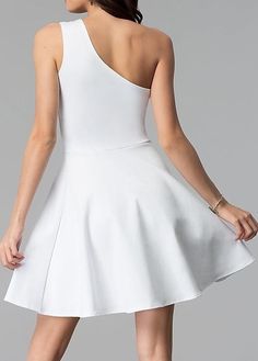 This one shoulder dress features an asymmetrical one shoulder top with a teardrop cut out on the left shoulder. The attached skater skirt gives the dress a trendy and fun appeal.This dress is made with 85% Rayon and 15% Lycra. You are getting top quality material when purchasing this stunning dress. It's super soft and comfortableMade In: USA Spring One Shoulder Dress For Homecoming, One Shoulder Summer Dress With Back Zipper, Elegant One Shoulder Summer Homecoming Dress, Summer One Shoulder Sleeveless Dress For Homecoming, Summer Homecoming One Shoulder Sleeveless Dress, Summer One-shoulder Mini Dress With Back Zipper, Summer One Shoulder Mini Dress With Back Zipper, One Shoulder Summer Homecoming Dress, Chic One-shoulder Mini Dress With Back Zipper