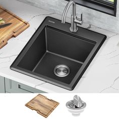 an image of a kitchen sink with cutting board