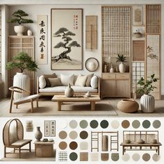 Interior Design Mood Boards for Different Styles Styling Interior Design, Interior Decorating Mood Board, Scandinavian Interior Mood Board, Japandi Cafe Interiors, Japandi Style Moodboard, Bedroom Interior Mood Board, Japandi Style Interior, Material Board Architecture, Interior Home Design