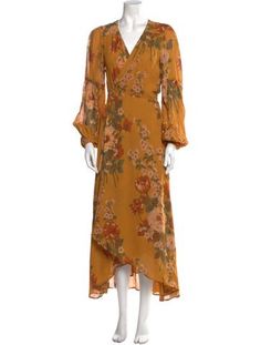 Christy Dawn Wrap DressYellowFloral PrintLong Sleeve with V-NeckSash-Tie Closure at FrontFit:Dresses by Christy Dawn typically fit true to size. Orange V-neck Maxi Dress For Daywear, Mustard V-neck Flowy Dress, Mustard V-neck Dress For Fall, Mustard Flowy V-neck Dress, Floral Print Long Dress, Print Long Dress, Floral Print Dress Long, Christy Dawn, Long Dress