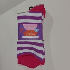 The Sweet Collection 3pack Crew Socks One Size Fits Most The Sweet, Crew Socks, Hosiery, Pink Purple, Women Accessories, Socks, Purple, Pink, Women Shopping