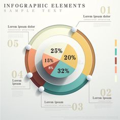 info graphic elements with pie chart, percentages and numbers on white background stock photo