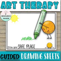 an art therapy poster with the words, draw your own drawing sheets and pencils