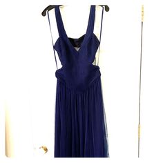 Midnight Blue Gown Worn Once, Great Colors, Open Sides Are Sexy But Not Too Sexy. Perfect Condition. Smoke Free Home. Midnight Blue Gown, Blue Gown, Dresses Blue, Bcbgmaxazria Dresses, Midnight Blue, Blue Dresses, Color Blue, Size 2, Maxi Dress