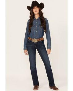 93% cotton / 6% T-400 / 1% elastane Zip-fly with button closure Cowgirl Clothes, Ariat Jeans, Kimes Ranch, Riding Jeans, Western Suits, Boot Barn, Boot Cut Denim, Slim Fit Trousers, Stretch Jeans