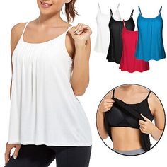 Find ideas๏ฟฝand inspiration for Women Built in Bra Flowy Shelf Bra Tank Top Padded Cami with Adjustable Strap, Women's Top Bra Tank Top, Special Gifts For Mom, Inspiration For Women, Camisole Set, Bra Tank, Tank Top Bras, Mom Daughter, Shelf Bra, Lace Applique