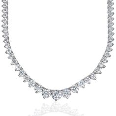 Ninacci 18K White Gold Riviera Graduated Tennis Necklace with GIA Certified I/VS2 Diamond - D20.08 Carat Total Diamond Weight Graduation Necklace, Diamond Birthstone, White Gold Set, Tennis Necklace, Diamond Color, Diamond Sizes, Metal Necklaces, Diamond Clarity, Estate Jewelry