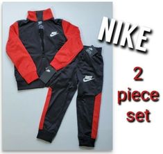 NEW WITH TAG Nike Sportswear Little Boy’s Tracksuit, 2-Piece Set - Jacket/Pants  colors Red/Black Size 4. KB#347-2547229 New Nike, Nike Sportswear, 2 Piece, Rain Jacket, Bomber Jacket, Black And Red, Size 4, Nike, Pants