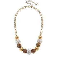 Elegant, resort chic style! Tropical textures paired with classic pearl clusters make our Bella Pearl Cluster & Wicker Ball Bead Necklace in Brown the perfect summer, statement-maker. DETAILS: Base Metal with Worn Gold Plating Wicker & Pearls 18" Adjustable Length Resort Chic, Pearl Cluster, Base Metal, Perfect Summer, Bead Necklace, Artisan Jewelry, Gold Plating, Jewelry Pieces, Timeless Elegance