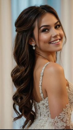 #fashion, #style, #haircare, #beauty Side Part Open Hairstyles, Engagement Hair And Makeup, Long Hair Wedding Styles, Hairstyle Look, العناية بالشعر, Fesyen Wanita, Ponytail Hairstyles, Bridesmaid Hair