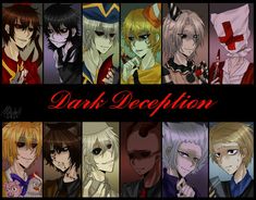 many different anime characters with the words dark deception