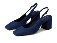 Anne Klein Lizette - Women's Shoes : Navy : Look effortlessly sophisticated and stylish wearing the comfy Anne Klein Lizette pumps. Synthetic upper. Fabric lining and insole. Cushioned footbed offers enhanced comfort and arch support. Adjustable slingback strap with buckle closure. Anne Klein iFlex Technology allows for a flexible fit that can bend up to 90 degrees. Square toe. Block heel. Man-made outsole. Imported. Measurements: Heel Height: 2 3 4 in Weight: 10 oz Product measurements were tak Square Toe Shoes, 90 Degrees, Anne Klein, Womens Heels, 8 M, Arch Support, Bend, Shoes Women Heels, Women's Shoes