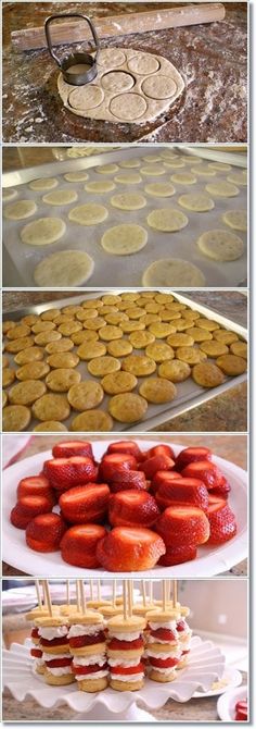 some food is being prepared and ready to be cooked in the oven, then baked