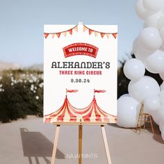 there is a sign that says welcome to alehander's three ring circus