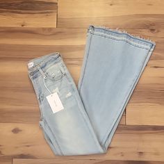 Cello Distressed Wide Bell Bottom Jeans With Raw Hem. 94% Cotten 4% Polyester 2% Spandex. Kancan Jeans, Bottom Jeans, Bell Bottom, Flare Jeans, Bell Bottom Jeans, Women Jeans, Wide Leg, Color Blue, Spandex