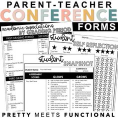 the parent teacher conference forms are shown with text and images for each student to use