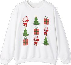 Christmas Crew Neck Cotton Sweater, Christmas Cotton Crew Neck Sweater, Cozy Christmas Sweatshirt With Relaxed Fit, Cozy Relaxed Fit Christmas Sweatshirt, Christmas Cotton Crew Neck Sweatshirt, White Christmas Sweatshirt Relaxed Fit, Winter Crew Neck Sweater As Gift, Red Winter Sweatshirt As Gift, Holiday White Crew Neck Sweatshirt