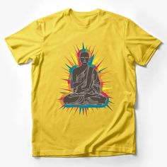 Vibrant Buddha Meditation Graphic Tee, Spiritual Zen Yoga T-Shirt, Unisex Mindfulness Shirt, Colorful Buddhist Art Top, Gift Idea Male T-Shirt Custom graphic T-Shirt.Customize your color Artistic Printed Crew Neck T-shirt, Relaxed Fit Multicolor Shirt With Graphic Design, Multicolor Screen Print Shirt With Relaxed Fit, Multicolor Relaxed Fit Shirt With Screen Print, Multicolor Relaxed Fit T-shirt With Short Sleeves, Multicolor Graphic Tee With Screen Print, Yellow Graphic Tee With Screen Print, Artistic Multicolor Cotton T-shirt, Multicolor Screen Print Crew Neck Top