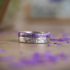 Beautiful and found scattered throughout the British Isles, our bright purple Sea Lavender has a colorful flower and history. Regarded as a symbol of timeless love or many generations, we thought this would be a perfect flower to incorporate into a ring.
Sea Lavender has a deeper purple color than our Provence Lavender ring.
The Fabled Lass Wooden Ring Features:

Weathered Silvery Maple Wood ring
Dried British Sea Lavender ring inlay
A center metal ring inlay of your choosing

Everlasting Sea La Purple Jewelry With Natural Inclusions For A Gift, Handmade Purple Amethyst Ring For Anniversary, Engraved Purple Amethyst Ring Gift, Purple Round Birth Flower Jewelry, Purple Round Jewelry With Birth Flower, Handmade Purple Amethyst Wedding Ring, Handmade Purple Rings For Wedding, Lavender Ring, Sea Lavender