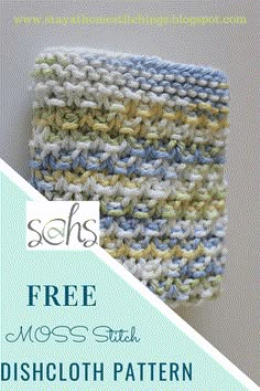 a crocheted dishcloth with the text free moo's stitch dishcloth pattern