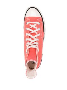 Watermelon Slushy orange/white/black canvas panelled design contrast stitching logo patch to the side logo patch to the rear metal eyelet detailing silver-tone hardware rubber toecap round toe front lace-up fastening full lining branded insole chunky rubber sole This item is in size 5 and the color is Red Pink High-top Sneakers With Rubber Toe Cap For Streetwear, Casual Pink High-top Sneakers With Rubber Toe Cap, Red High-top Sneakers With Logo-print Tongue, Retro Orange High-top Sneakers For Streetwear, Converse Sneakers With Rubber Toe Cap For Spring, Spring Converse Sneakers With Rubber Toe Cap, Orange Canvas High-top Sneakers, Orange High-top Canvas Sneakers, Red Casual Sneakers With Logo-print Tongue