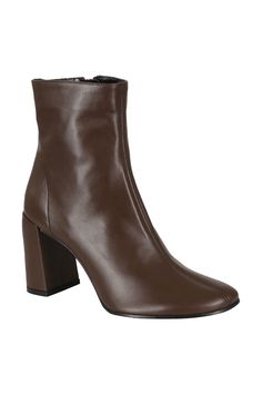 Boots Vlada Nappa By Far Chocolate color Side zipper Wide heel 9cm Wide Heels, Prada Leather, Chocolate Color, Brown Ankle Boots, Sneaker Wedge, Card Holder Leather, Accessories Branding, Luxury Retail