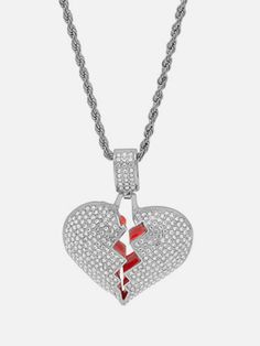 Broken Heart Necklace - Anagoc White Heart Necklace With Chain, Gold Heart Necklace, Silver Heart Necklace, Clothing Details, American Express, Chain Lengths, Chain Length, Heart Necklace, Silver Necklaces