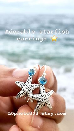 silver starfish on 925 sterling silver french hook ear wires. best sellers! so cute!! #STARFISH #handmadeEarrings #beachyJewelry Ocean-inspired Jewelry With Starfish Charm For Gift, Ocean-inspired Jewelry With Starfish Charm As Gift, Nickel Free Starfish Jewelry In Ocean-inspired Style, Nickel-free Starfish Jewelry With Ocean-inspired Style, Ocean-inspired Jewelry With Star Charm As Gift, Ocean-inspired Star Charm Jewelry Gift, Nickel-free Starfish Shaped Ocean-inspired Jewelry, Ocean-inspired Starfish Nickel-free Jewelry, Nickel-free Star-shaped Ocean-inspired Jewelry