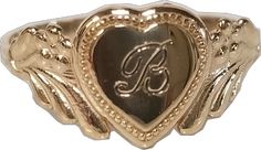 Gold Engraved Initial Ring, Classic Gold Initial Ring Collectible, Gold Engraved Initial Ring Collectible, Vintage Engraved Rings For Valentine's Day, Vintage Gold Initial Ring With Polished Finish, Vintage Gold Initial Ring Stamped 14k, Vintage Engraved Ring For Collectible, Vintage Personalized Engraved Ring For Collectors, Vintage Gold Initial Ring