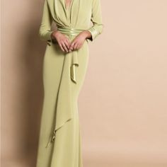 Quiet Elegance Galas Or Mother Of The Bride Column Sheath Floor Length Maxi Draped V Neck Center Scarf Drape Down Middle Built-In Bra Fully Lined. Silk Slight A Line - Mermaid Slight Train Deep Dark Green Green Cumber-Bun And Wrist Detail Long Center Scarf Drape High Society Photo Is The Exact Dress In Pale Green Elegant Floor-length Green Gown, Green V-neck Gown For Banquet, Green Floor-length Mother Of The Bride Dress For Banquet, Elegant Green Maxi Dress With Sweep Train, Green Floor-length Mother Of The Bride Dress, Fitted Evening Dress With Sweep Train For Wedding Guest, Elegant Maxi Length Mother Of The Bride Dress, Elegant Maxi Mother Of The Bride Dress For Wedding, Elegant Green Maxi Dress For Banquet