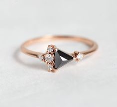 Lena Black Diamond Cluster Ring, Rose Gold Triangle Diamond Ring – Capucinne Trillion Cut Diamond Ring For Proposal, Elegant Rose Cut Trillion Diamond Rings, Trillion Cut Diamond Jewelry For Proposal, Elegant Trillion Cut Diamond Ring For Formal Occasions, Elegant Formal Trillion Cut Diamond Ring, Wedding Ring With Trillion Cut Single Diamonds, Formal Trillion Cut Diamond Ring With Rose Cut Diamonds, Elegant Trillion Cut Jewelry For Proposal, Elegant Trillion Cut Diamond Ring With Rose Cut Diamonds