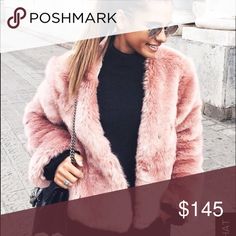 Somedays Lovin Pink Fur Jacket Worn once. Gorgeous on, selling because I just can't wear it because I live in hot weather! Rose/blush colored. Size Medium- fit me well and I'm 5'9" size 6/8. Can easily fit size 4 (bigger, longer fit) to a size 8 (falls shorter) Somedays Lovin Jackets & Coats Pink Fur Jacket, Fall Shorts, Pink Fur, Rose Blush, Blush Roses, Blush Color, Faux Fur Jacket, Hot Weather, Fur Jacket