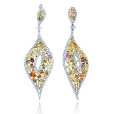 18kt White Gold Multi-Colored Marquise Diamond Earrings: 11.50cts multi-colored, marquise diamonds Marquise Diamond Earrings, Art Deco Drop Earrings, Yellow Diamond Earring, Emerald Earrings Drop, Yellow Gold Diamond Earrings, Diamond Chandelier Earrings, White Gold Diamond Earrings, Diamond Jewelry Designs, Diamond Dangle Earrings