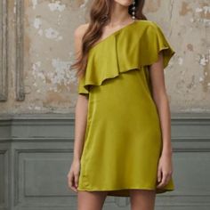 Material: 95% Polyester, 5% Spandex Color: Warm Olive Off The Shoulder, Asymmetrical Made In China Offers Are Accepted :) Asymmetrical Stretch Summer Dress, Green One-shoulder Dress With Ruffles For Spring, Green One Shoulder Dress With Ruffles For Spring, Spring Green One Shoulder Dress With Ruffles, Green One-shoulder Mini Dress With Ruffles, One Shoulder Stretch Asymmetrical Dress For Date Night, Asymmetrical Stretch Dress With Ruffles, Elegant Green Stretch One Shoulder Dress, Elegant Green One Shoulder Stretch Dress