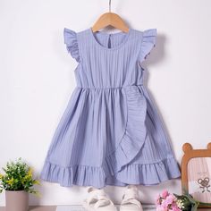 Baby Girl Dress Summer Girl Solid Color Ruffle Dress 1-6Y Children's Sweet Leisure Vacation Dress Vacation Dress, Summer Girl, Girls Dresses Summer, Vacation Dresses, Dress Summer, Girl Dress, Ruffle Dress, Cute Fashion