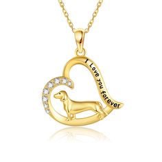 PRICES MAY VARY. 【Unique Design】This 14K gold dachshund necklace often symbolize traits such as loyalty, love and companionship.They are a beautiful and unique accessory that can be worn to add a bit of flair to any outfit.The necklace also make a great present for she who love dachshund dog. 【Material】14k solid yellow gold dachshund jewelry. Real 14k gold necklace (the gold content 58.5%, not just plated).Nickel-free, Lead-free, Cadmium-free, and will not be allergic to the skin.High polish, wo Golden Dachshund, Dachshund Jewelry, Jewelry Real, Wear Store, Presents For Her, 14k Gold Necklace, Dachshund Dog, Gorgeous Necklaces, Jewelry For Women