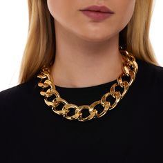 Large Link Gold Chain Necklace – KennethJayLane.com Large Link Chain Necklace, Gucci Metal Jewelry With Complimentary Chain, Luxury Yellow Gold Chain Necklace With Rectangular Links, Luxury Double Chain Necklaces With Rectangular Links, Luxury Rectangular Link Necklace For Women, Luxury Oval Link Curb Chain Jewelry, Luxury Antique Link Chain Necklace, Winter Jewelry Trends, Chunky Gold Necklace